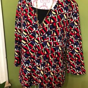 Bright, happy, multi-colored blouse.